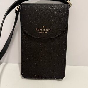 Kate Spade Lola Black Glitter Cellphone Flap Crossbody